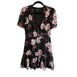 YUMI KIM Under The Stars Mini Dress Garland Floral Black Size 4